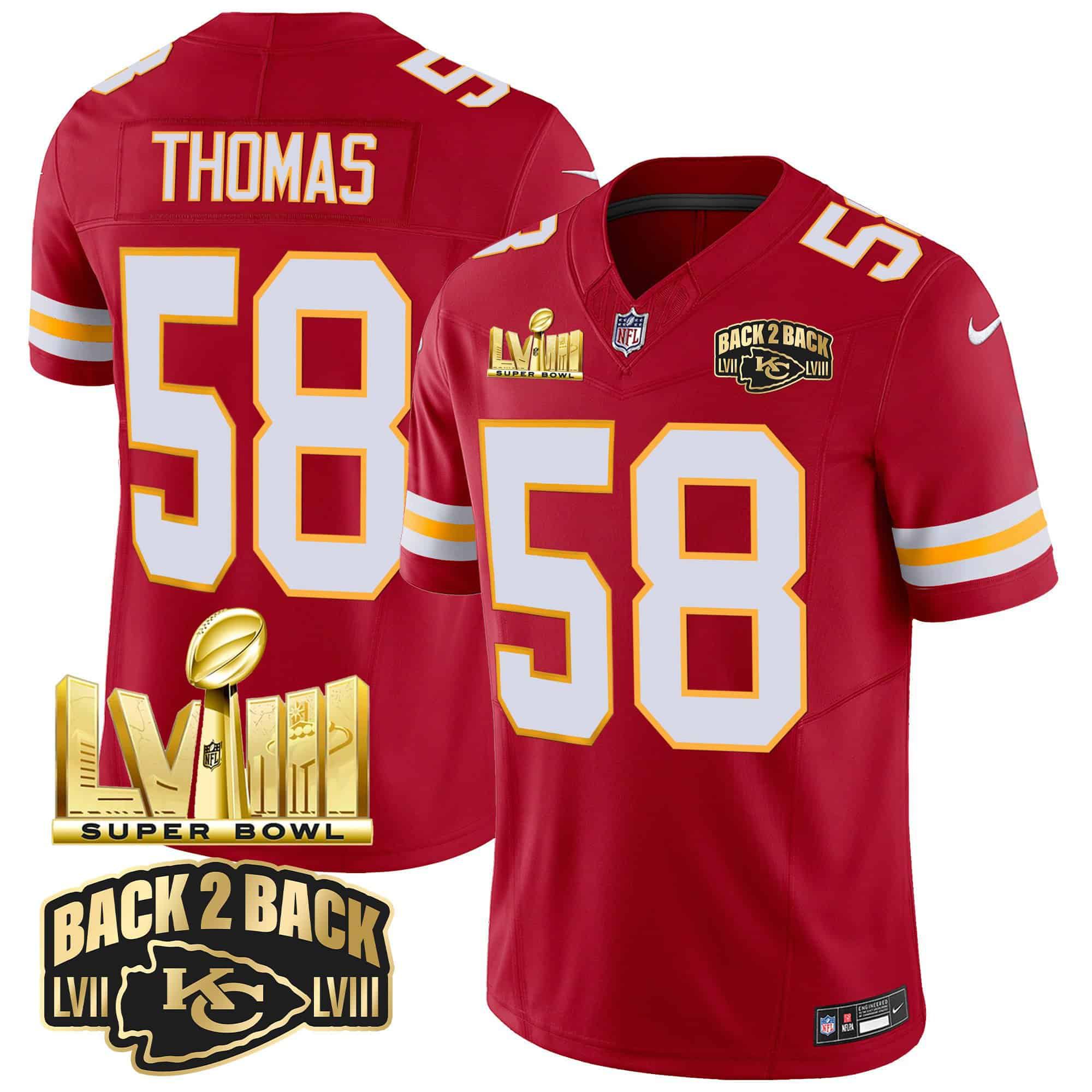 Men Kansas City Chiefs #58 Thomas Red 2024 Nike Super Bowl LVIII & Back-2-Back Gold Patch Vapor NFL Jersey style 3->indianapolis colts->NFL Jersey